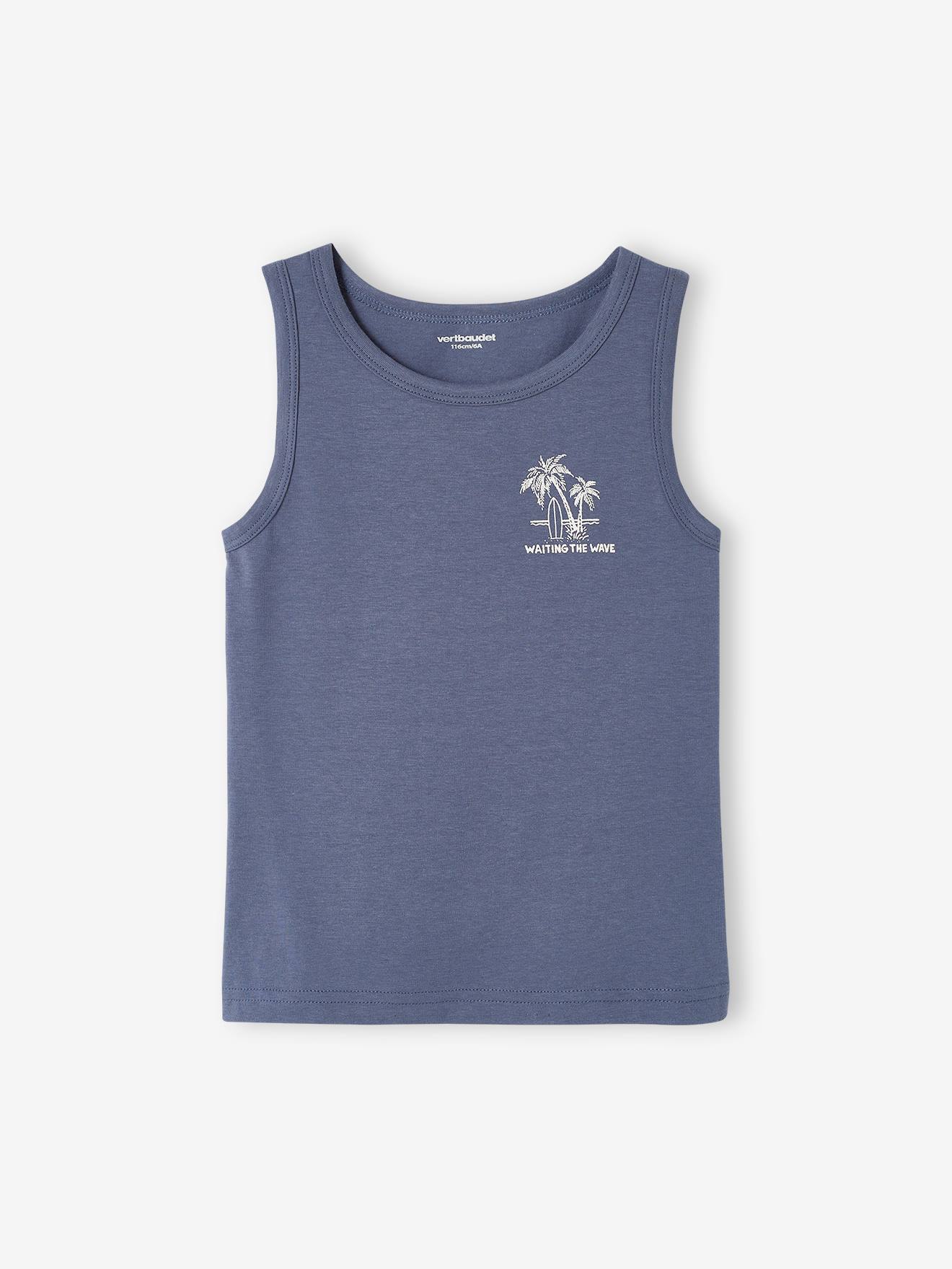 Conjunto de 2 camisetas regatas infantis com estampa de palmeiras, na cor verde.