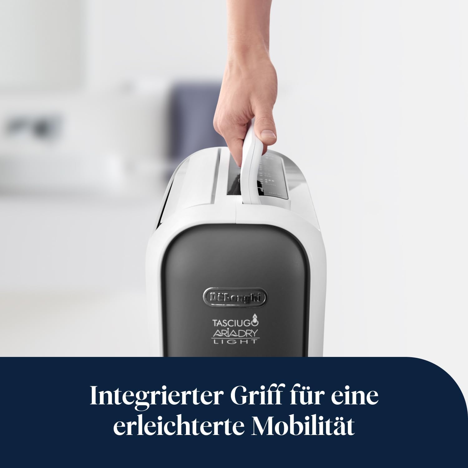 De'Longhi Tasciugo AriaDry Light - Tragbarer Luftentfeuchter, Zeolith-Technologie, Ionisator, 6L/Tag Feuchtigkeitsentzug, Wäschetrockner, Anti-Schimmel, Swing-Funktion, Timer, Grau (DNS65)