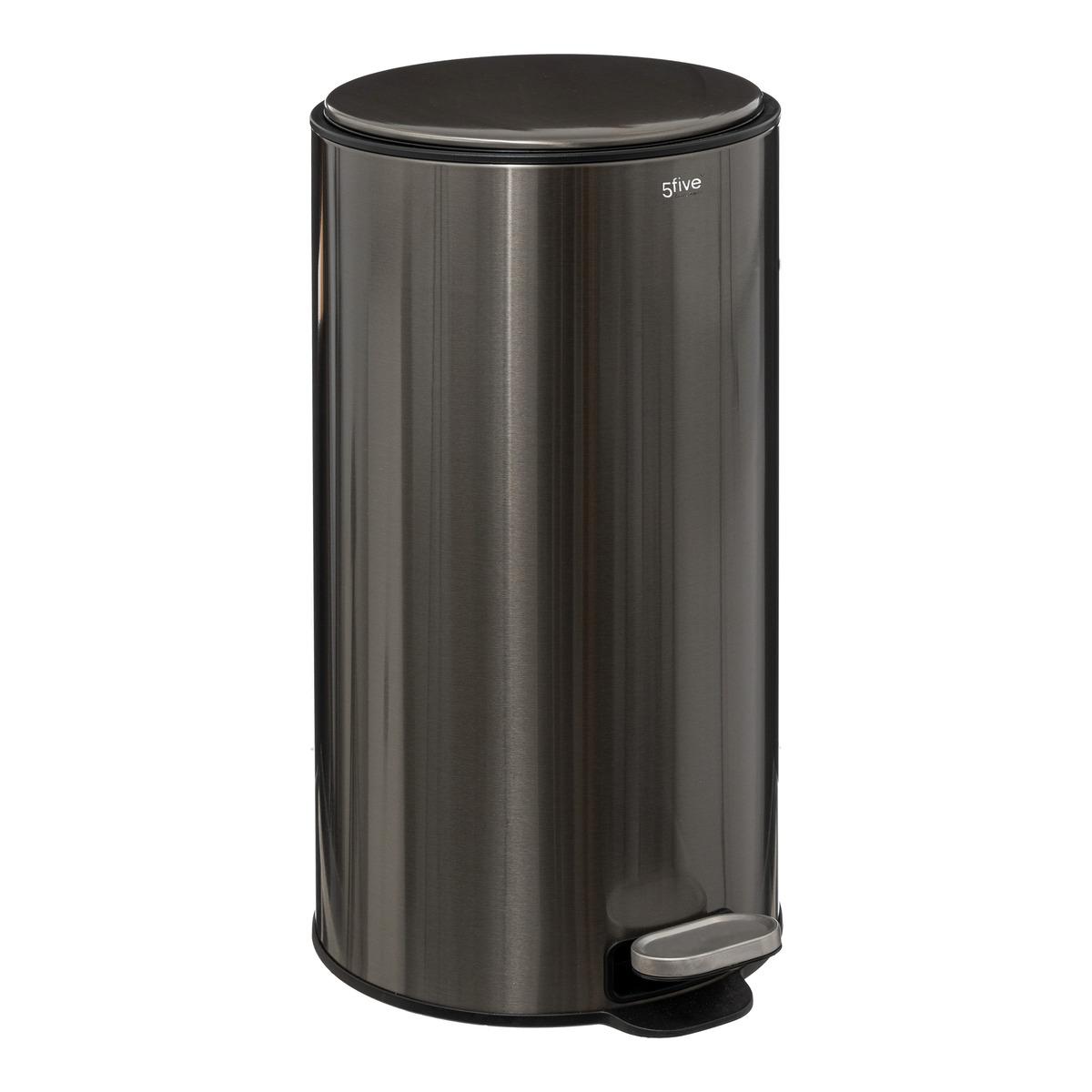 POUBELLE METAL 30L INOX NOIR DELTA