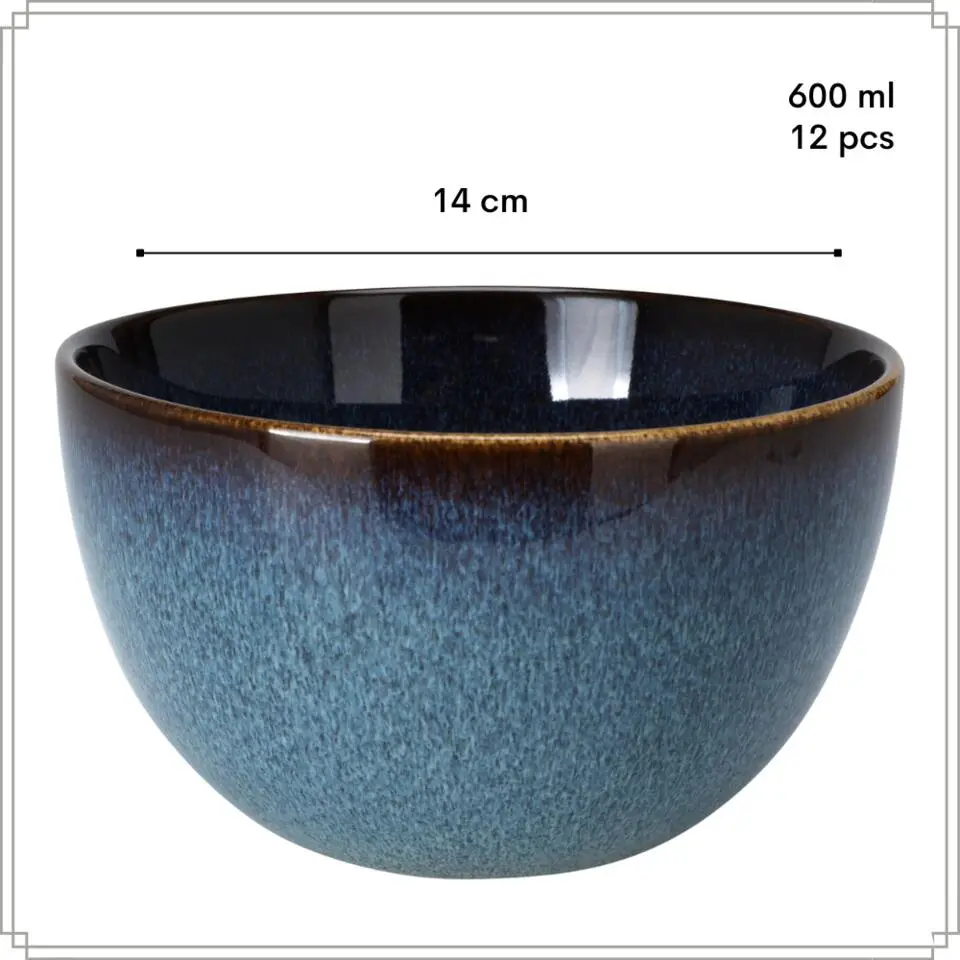 OTIX Soepkommen zonder Oor 12 Schaaltjes 600ml Blauw Aardewerk EBONY