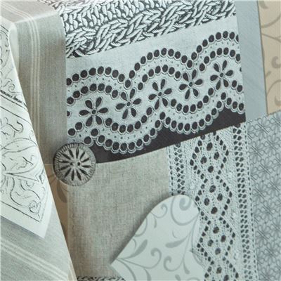 Toile cirée décor patchwork coeurs et dentelle