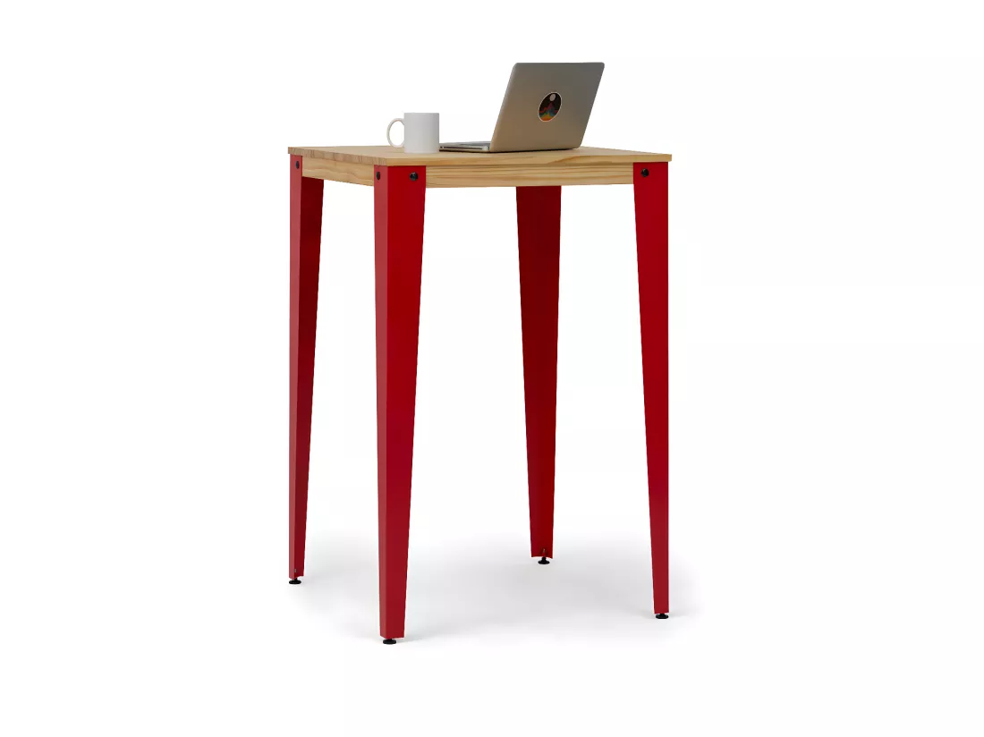Table Mange debout Lunds 70X70x110cm Rouge-Naturel. Box Furniture