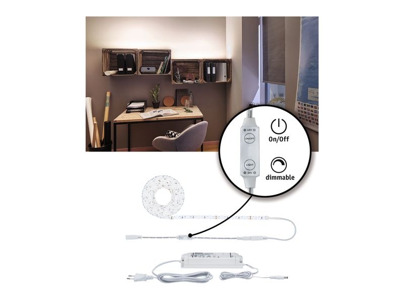 Paulmann LED-Stripe SimpLED Power 4000 K, 3 m Set Beschichteter LED-Streifen mit Schnurdimmer