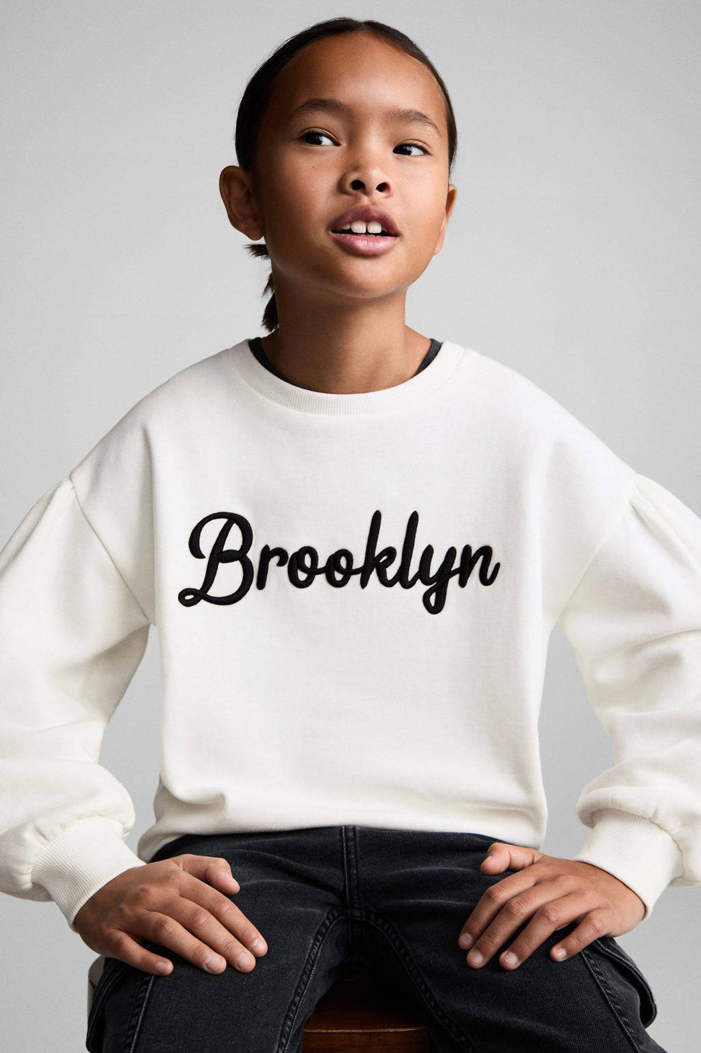 sweater met tekst naturel wit