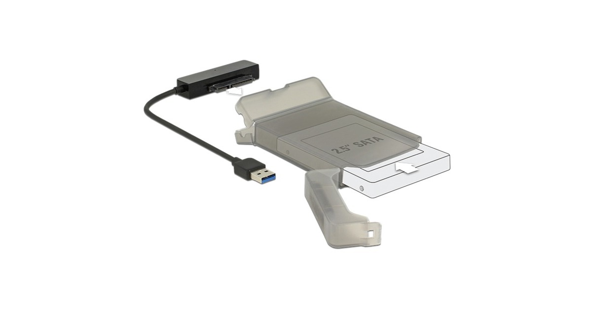DeLOCKUSB-A 3.2 converter > SATA 22-Pin stekker  (Zwart, 0,15 meter)