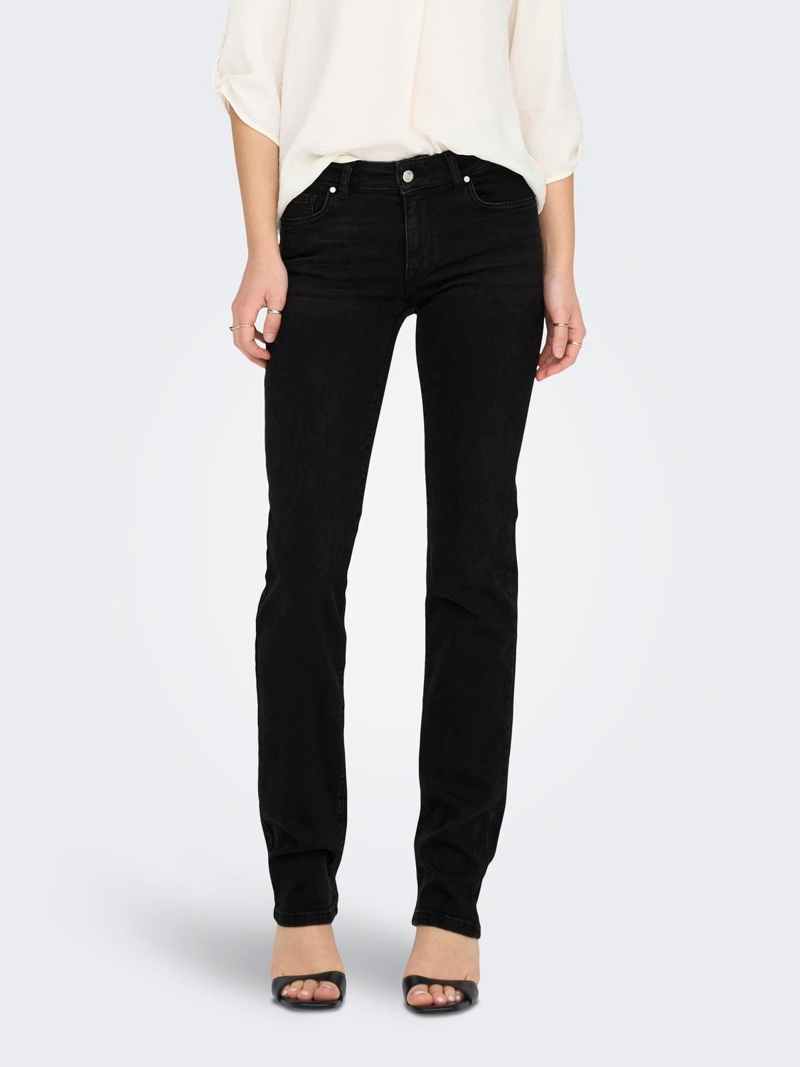 ONLALICIA Mittlere Taille Gerade geschnitten Jeans Washed Black
