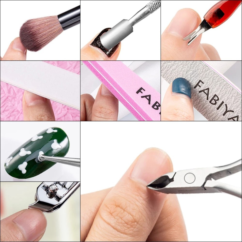 (8-tlg. Set) Pediküre Maniküre Finger Fuss Nagel Pflege-Set - Silber / Pink