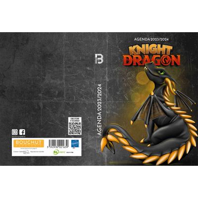 Agenda Dragon Knight - 1 jour par page - 12,5 x 17,5 cm - noir - Bouchut