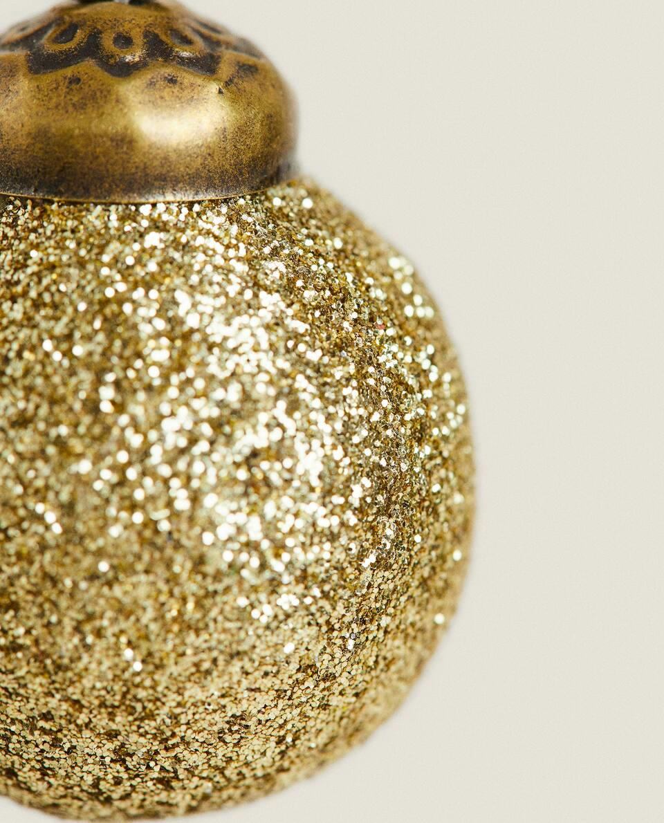 PACOTE DE ENFEITES DE NATAL COM GLITTER (PACOTE COM 6)