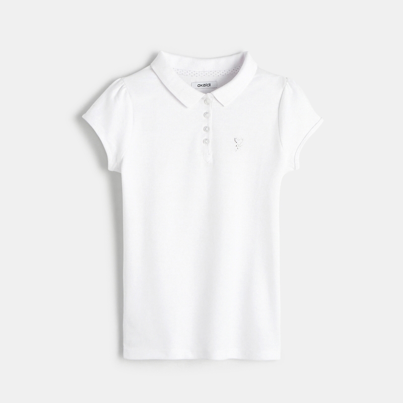 Polo uni blanc fille