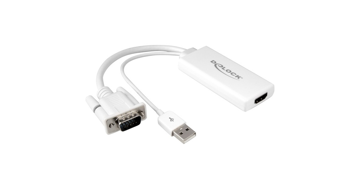 DeLOCKVGA + Audio > HDMI adapter  (Wit, 0,25 meter)