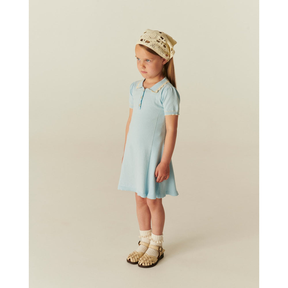 Køb COPENHAGEN COLORS Ice Blue Comb Strikket Peplum Kjole