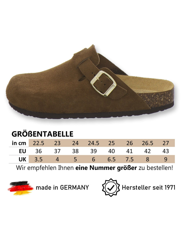 Clogs Damen Leder cafe Velour