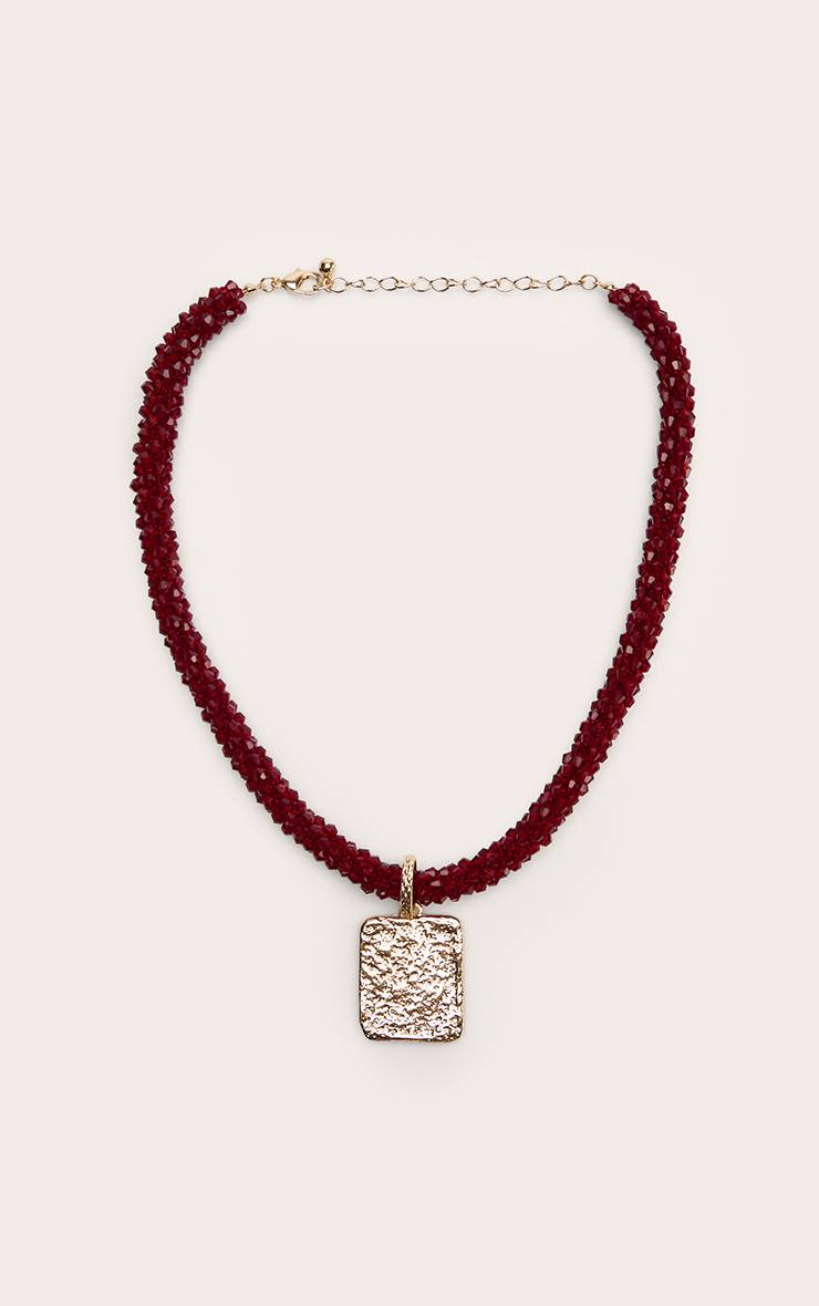 Rouge Collier Pendentif Doré À Perles De Cristal Berry