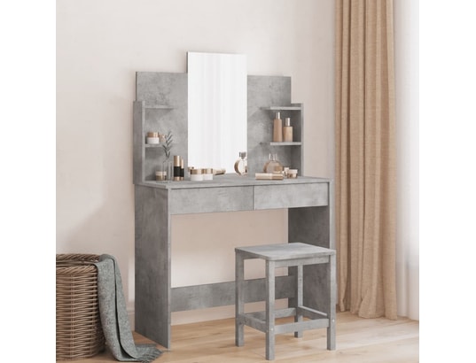 VIDAXL - Coiffeuse avec miroir gris béton 96x39x142 cm