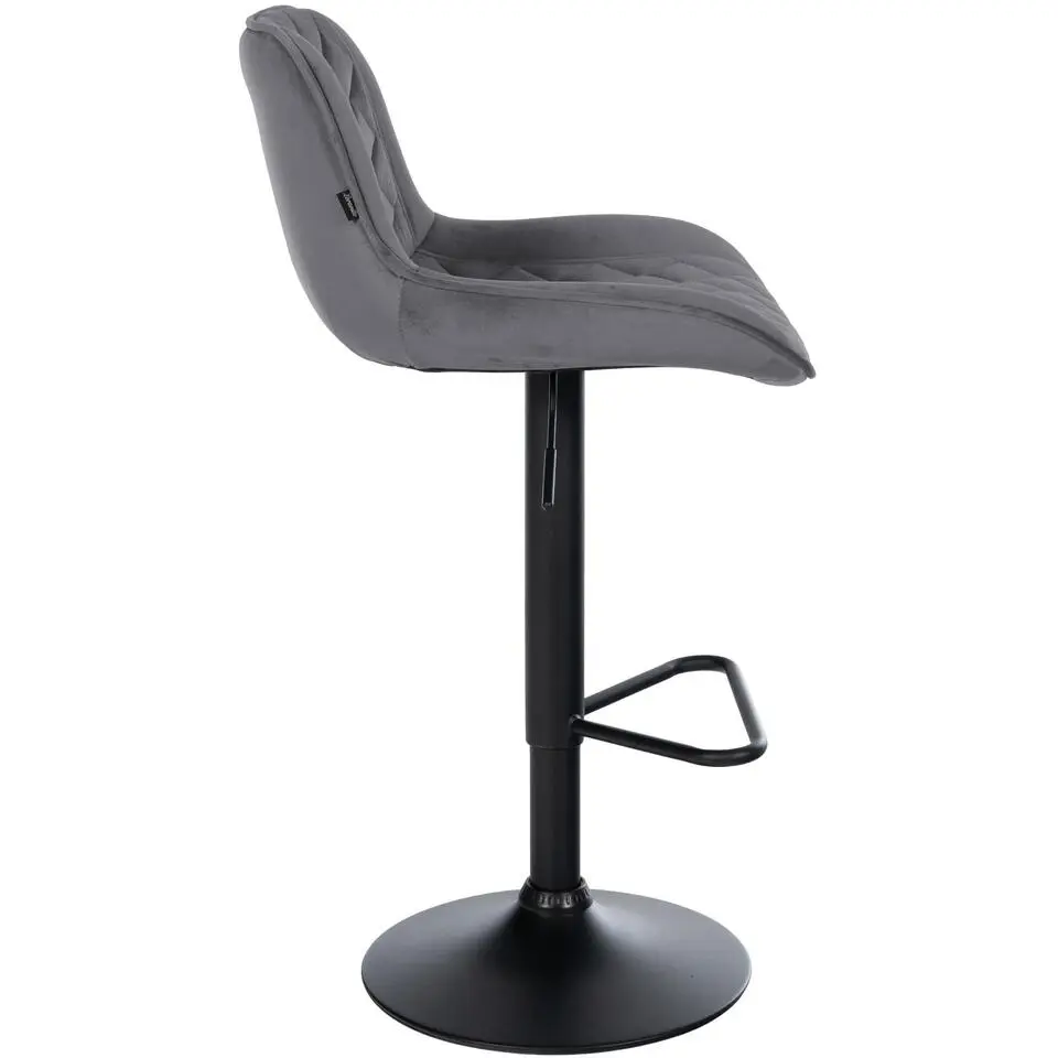 CLP Barkruk Kasson zwart Frame - Fluweel - donkergrijs