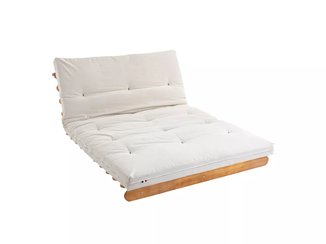 Matelas futon écru en coton 160x200