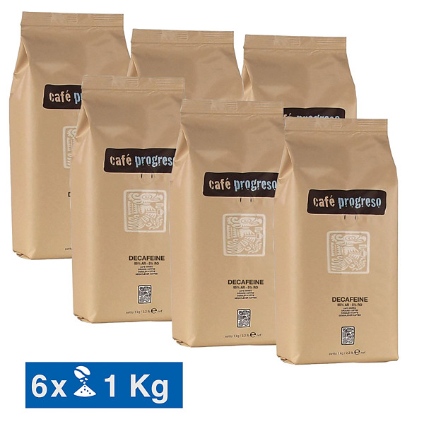 Café moulu Progreso Décaféiné, lot de 6 x 1 kg
