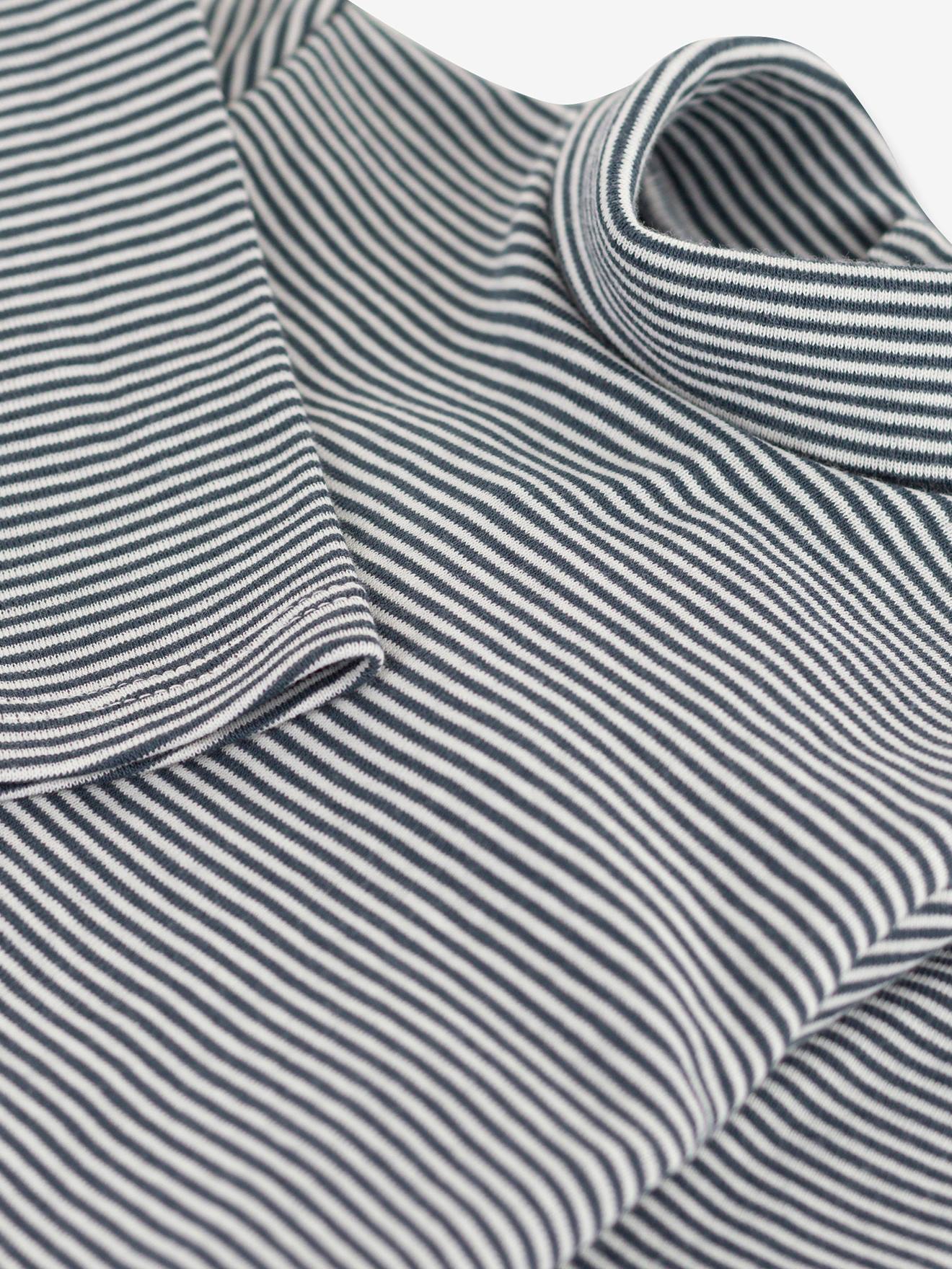 Body de manga comprida PETIT BATEAU com gola alta listrada e algodão orgânico, cinza