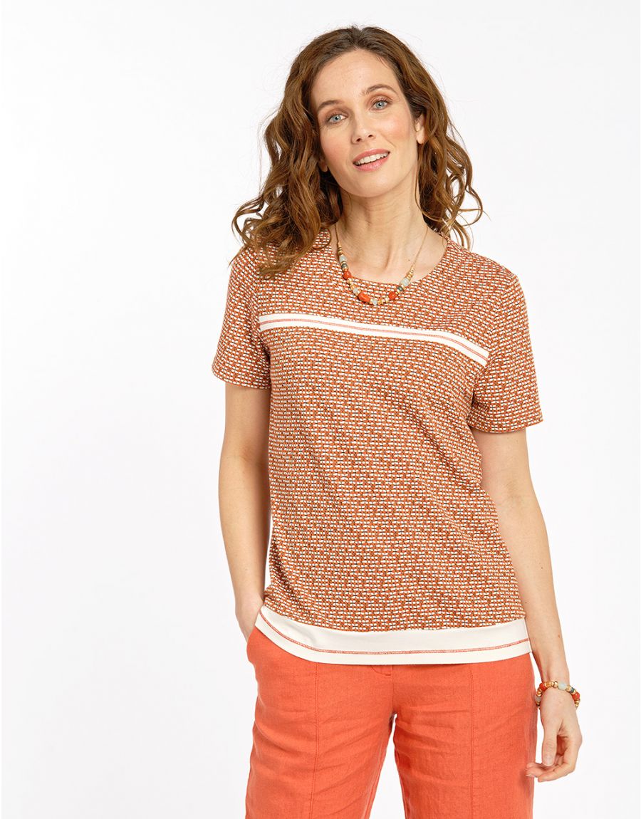 T-shirt orange imprimé