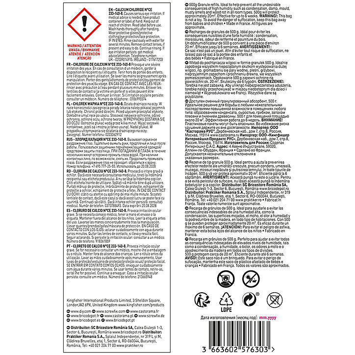 Recharge pour absorbeur d'humidité sachet neutre 500g