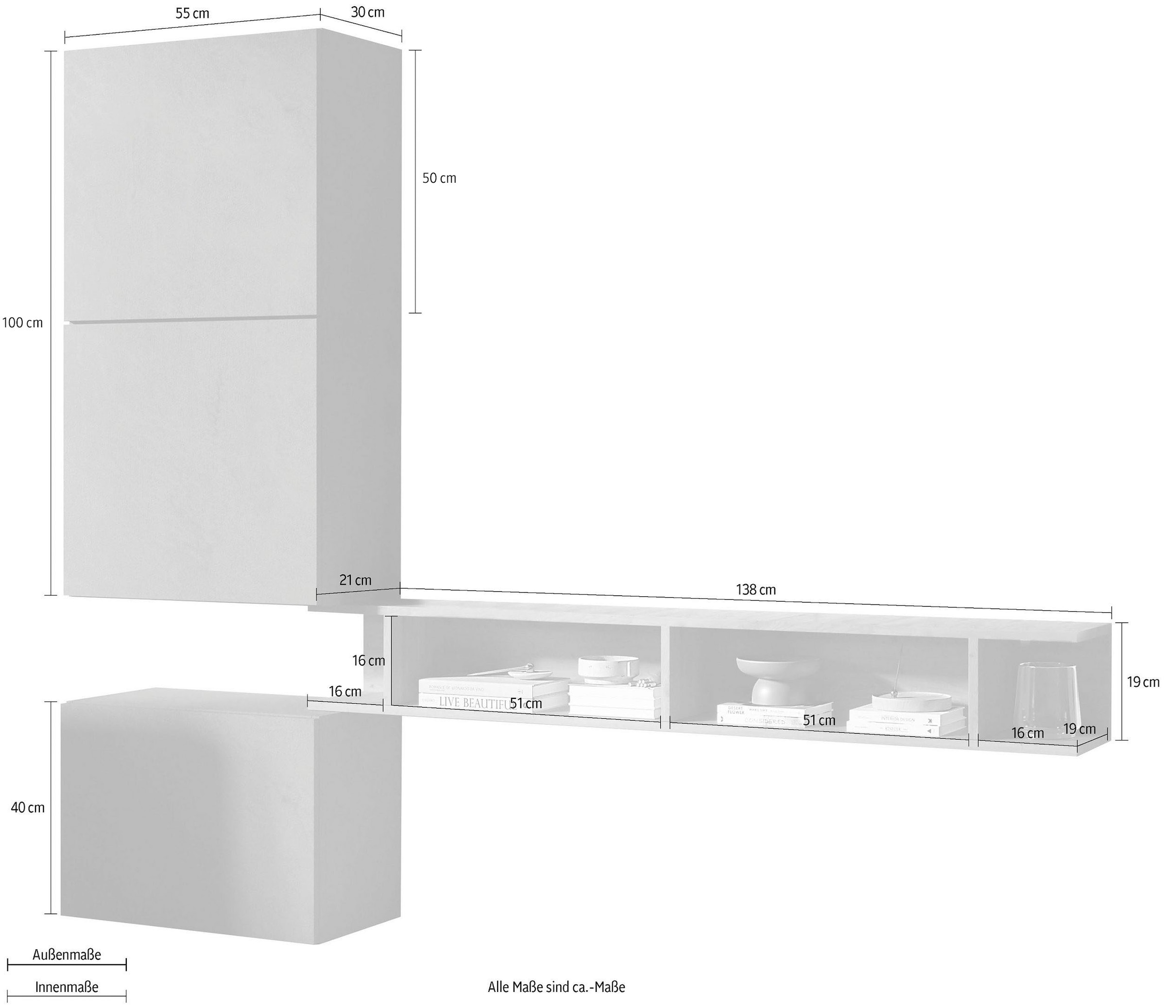 INOSIGN Wohnwand »Infinity, 4tlg. Breite 180 cm, Höhe variabel, Wohnwand« Spar-Set, 4 Stk. tlg.