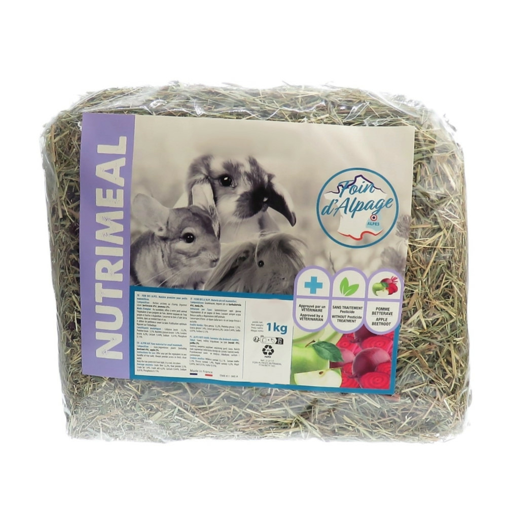 Foin alpage, pomme, betterave, 1 kg, pour rongeur.