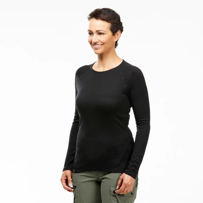 Decathlon Forclaz - Camisa feminina de manga comprida Forclaz MT500 em 100% lã merino