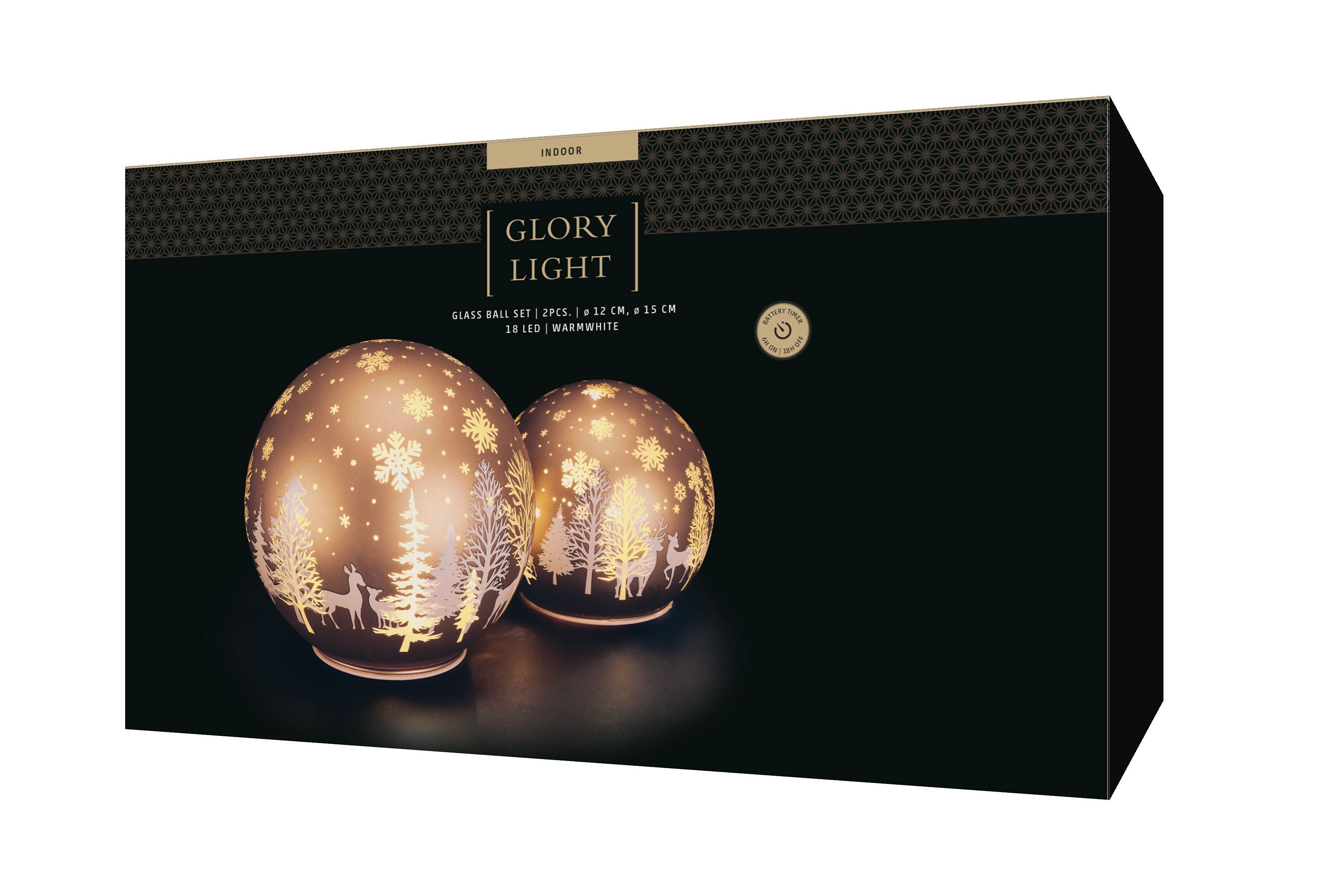 GLASS BALL LED Licht - Braun / B: 19.5 cm x H: 18.5 cm