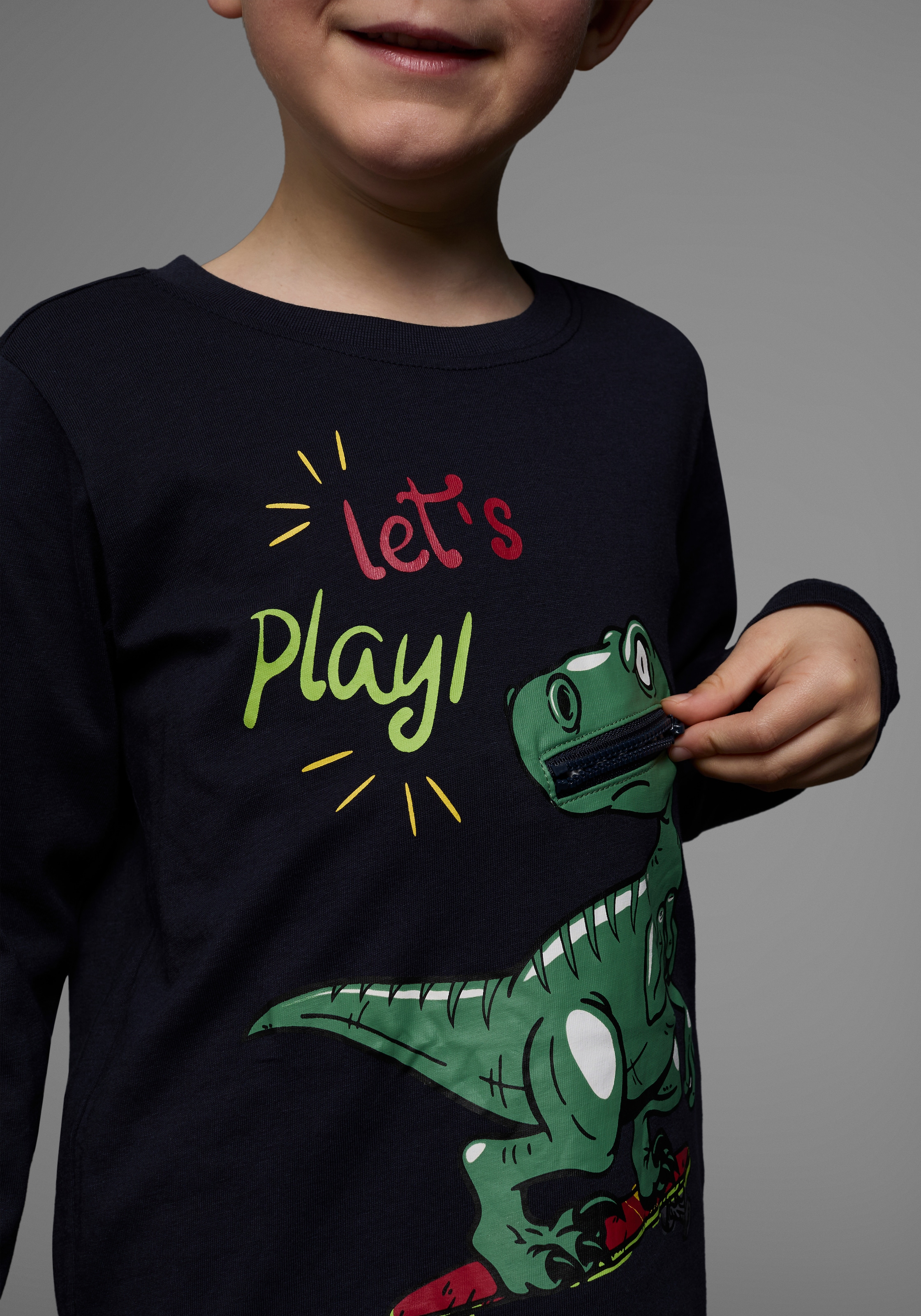 KIDSWORLD Langarmshirt »LET´S PLAY«, Langarm,  Basic-Stil,  aus  Baumwolle