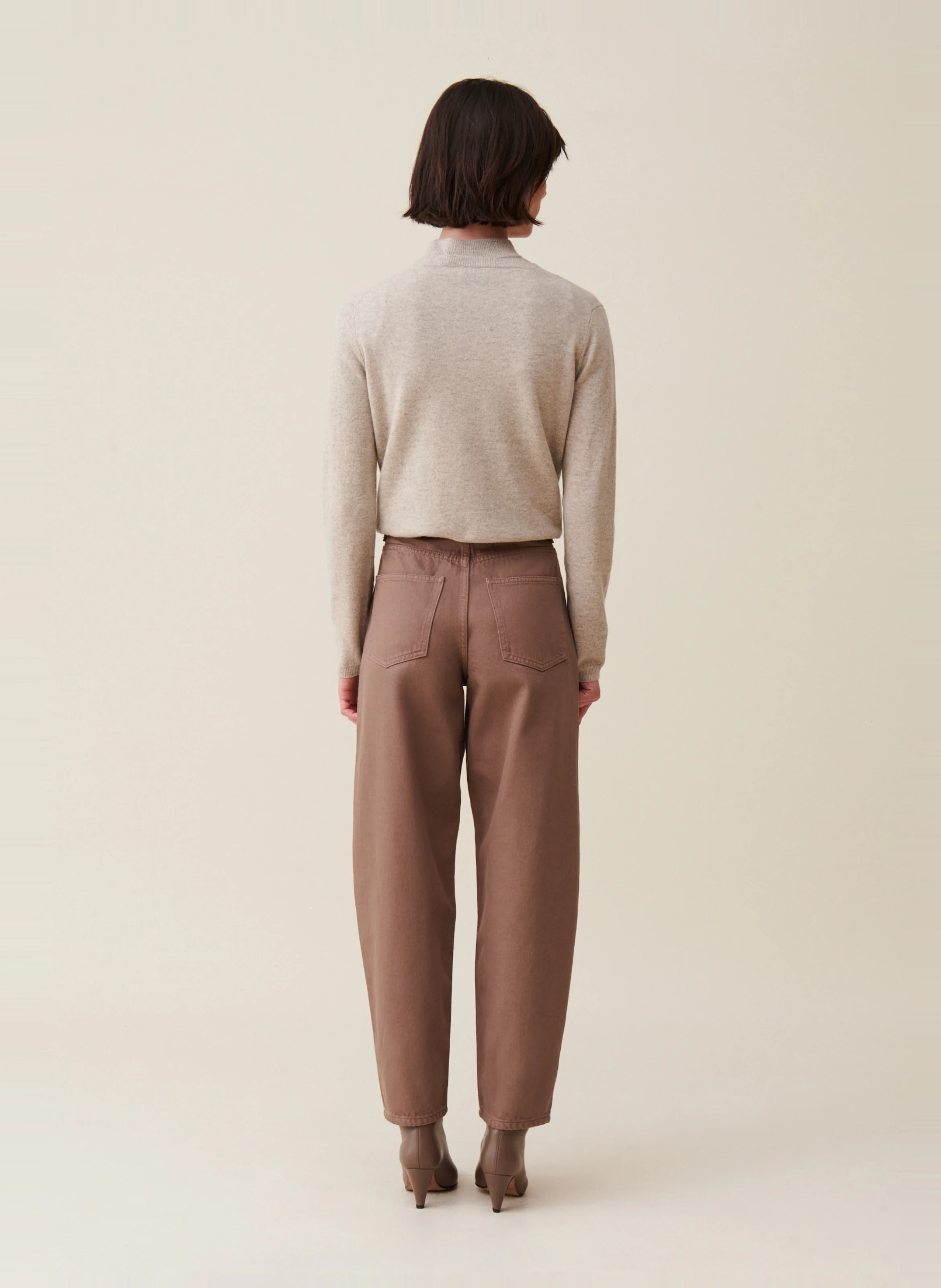 Jean mom-fit en coton | Marron