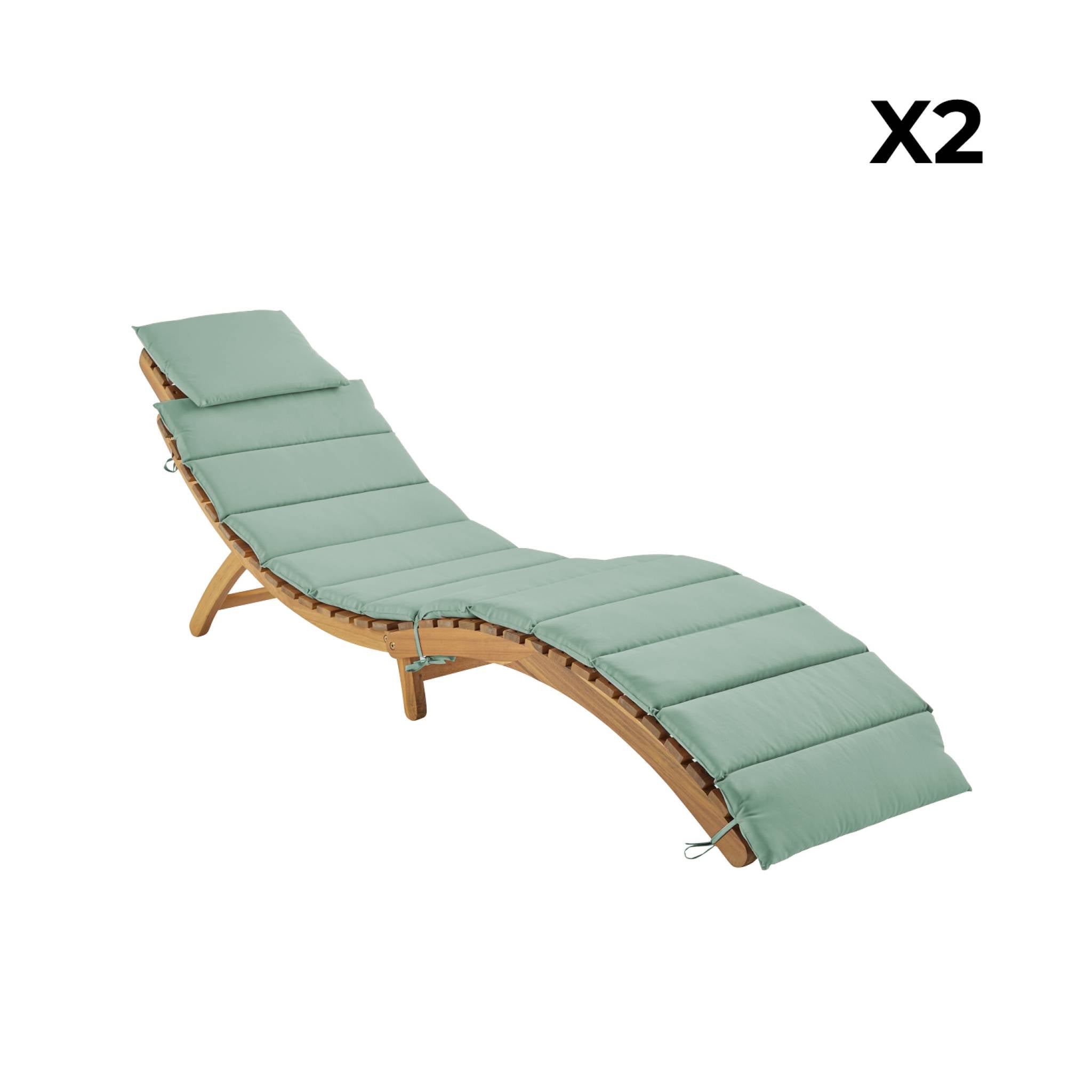 sweeek - Set van 2 acaciahouten ligstoelen
