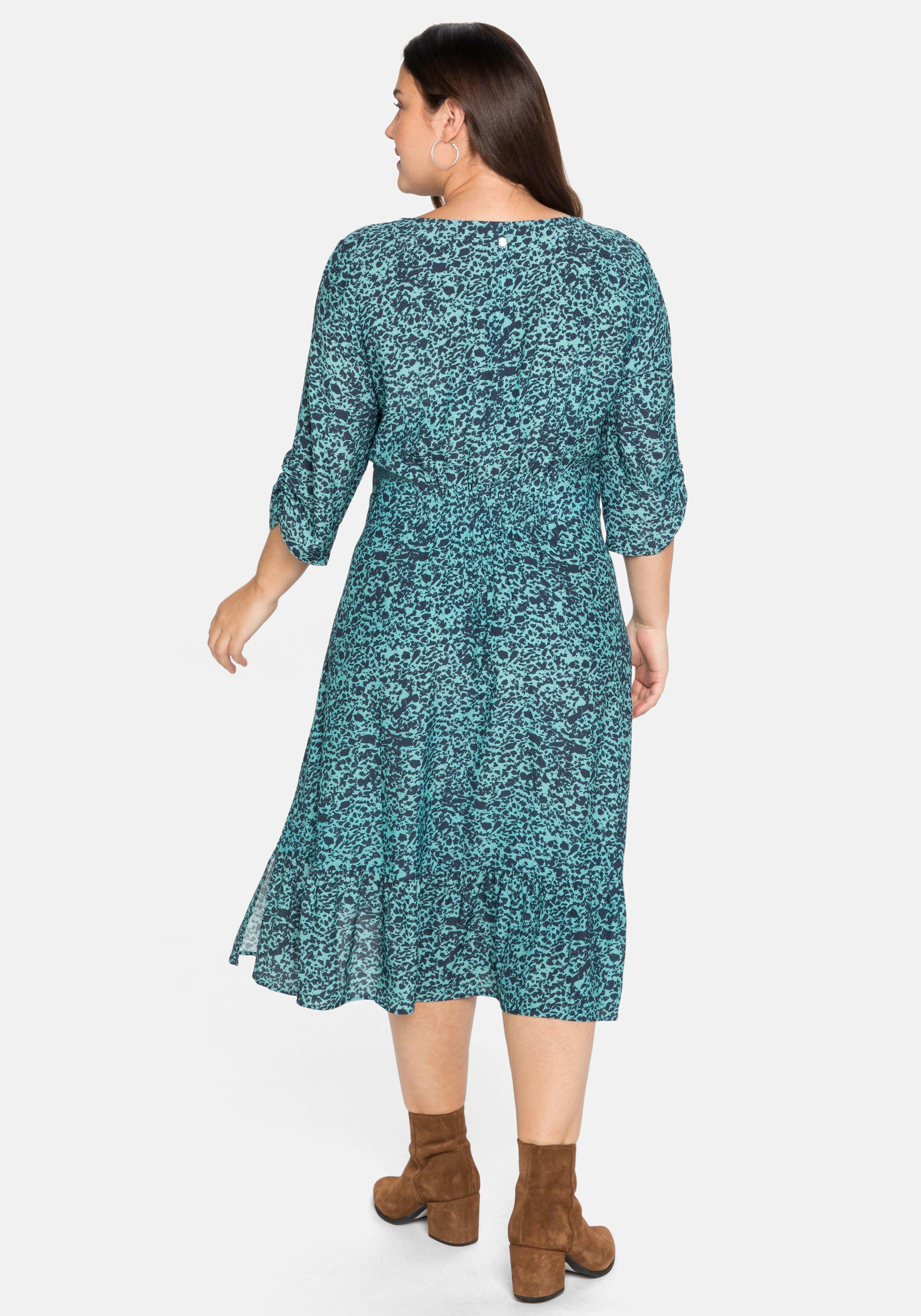 Midikleid mit Alloverprint und 3/4-Ärmeln