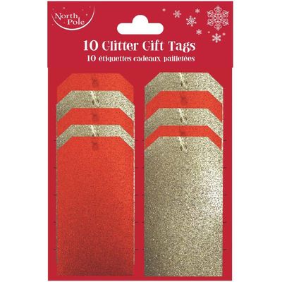 Clairefontaine Eurowrap - 10 Étiquettes cadeau pailletées - rouge/or