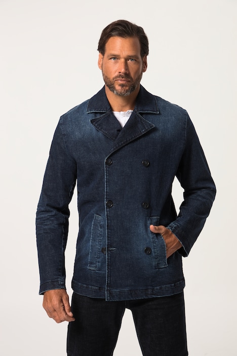 Caban, Jacke, Denim, doppelreihige Knopfleiste
