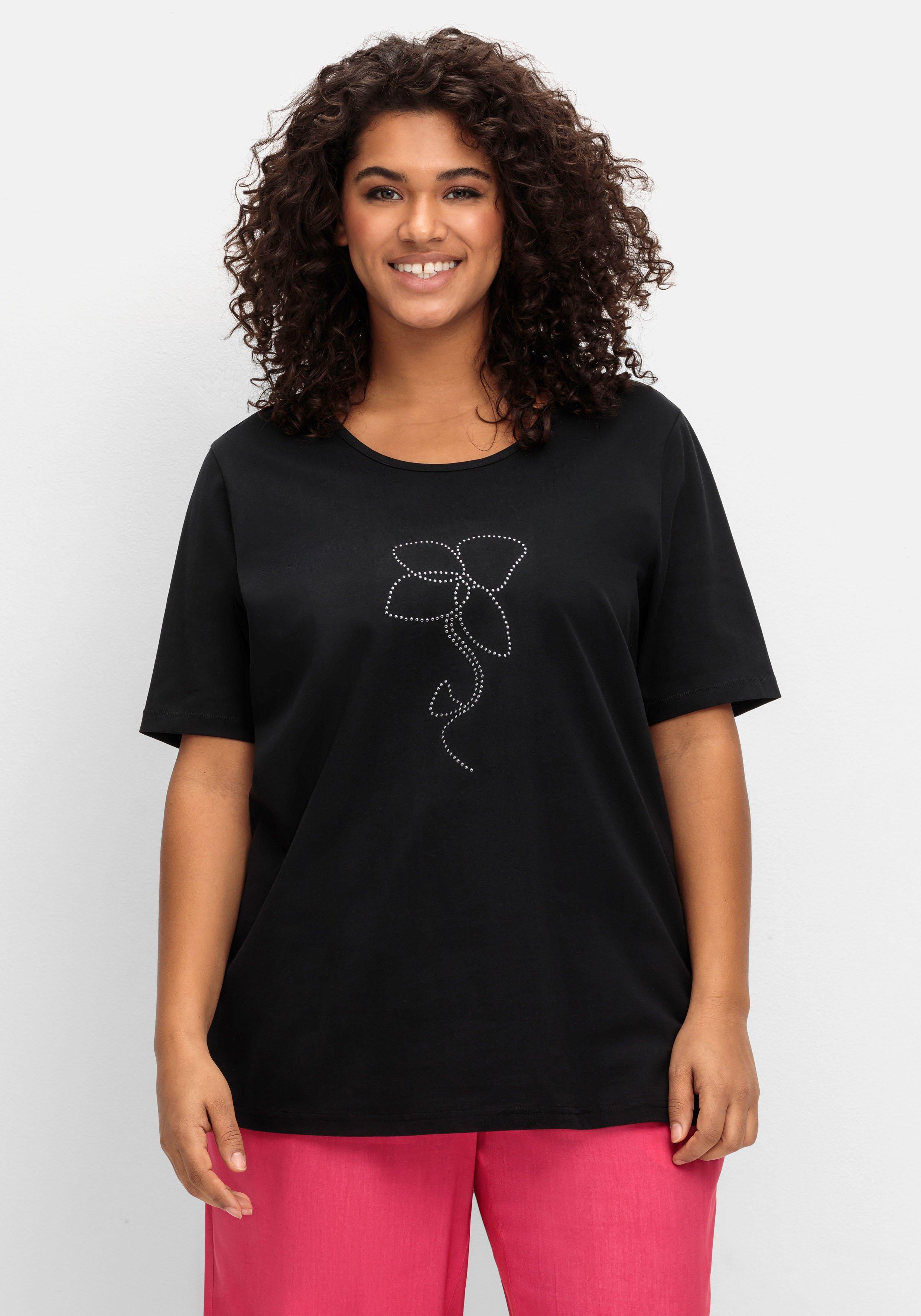 T-Shirt mit Blumen-Applikation