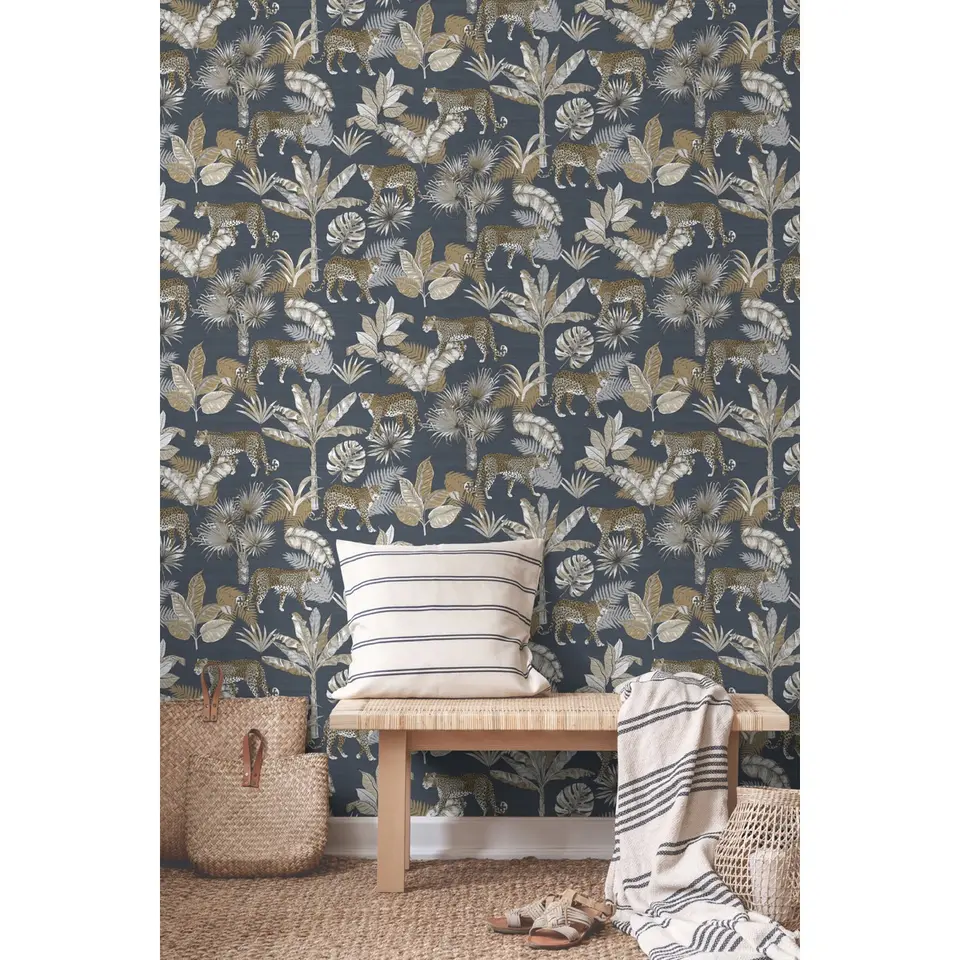 Dutch Wallcoverings - Jungle Fever Leopard zwart/beige - 0,53x10,05m