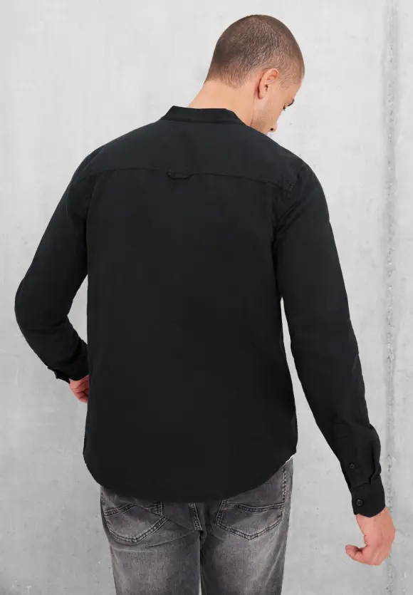 Oxfordhemd mit Stehkragen - Black