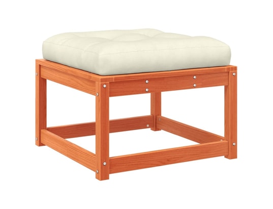 VIDAXL - Pouf Repose-pied de jardin avec coussins bois massif de pin