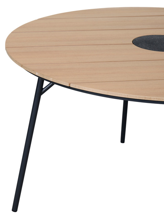 Havebord Montana teaklook Ø130 cm - Sunlife