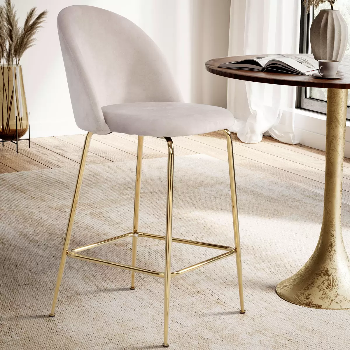 Barhocker 2er-Set Ardisa beige,gold