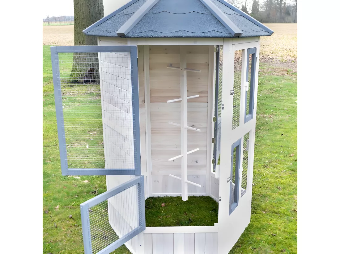Voliere Cage a oiseaux en bois de haute qualite 100 x 180 x 100 cm Modele Luise 309