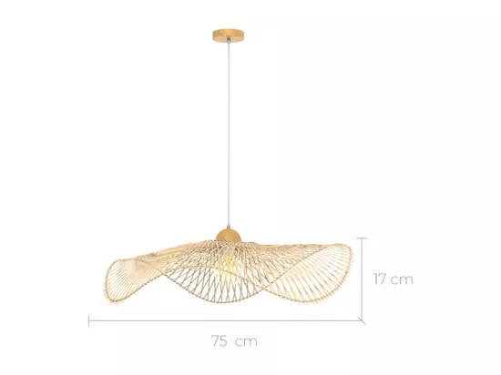 Suspension D75 cm en bambou avec fil blanc - Jipi