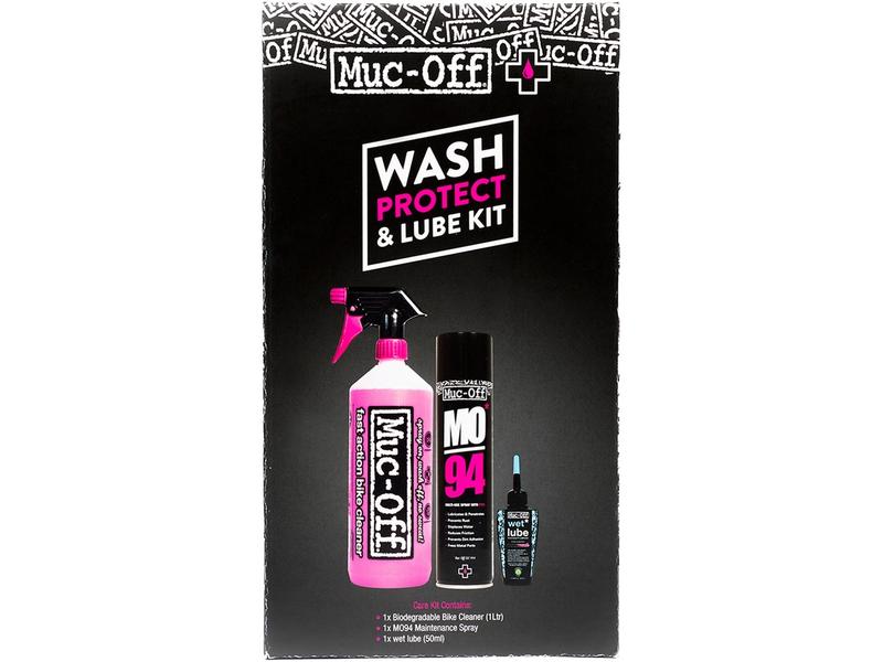 Muc-Off Pflegeset Wash, Protect and Lube 3-teilig Set zum Reinigen, Schützen und Schmieren