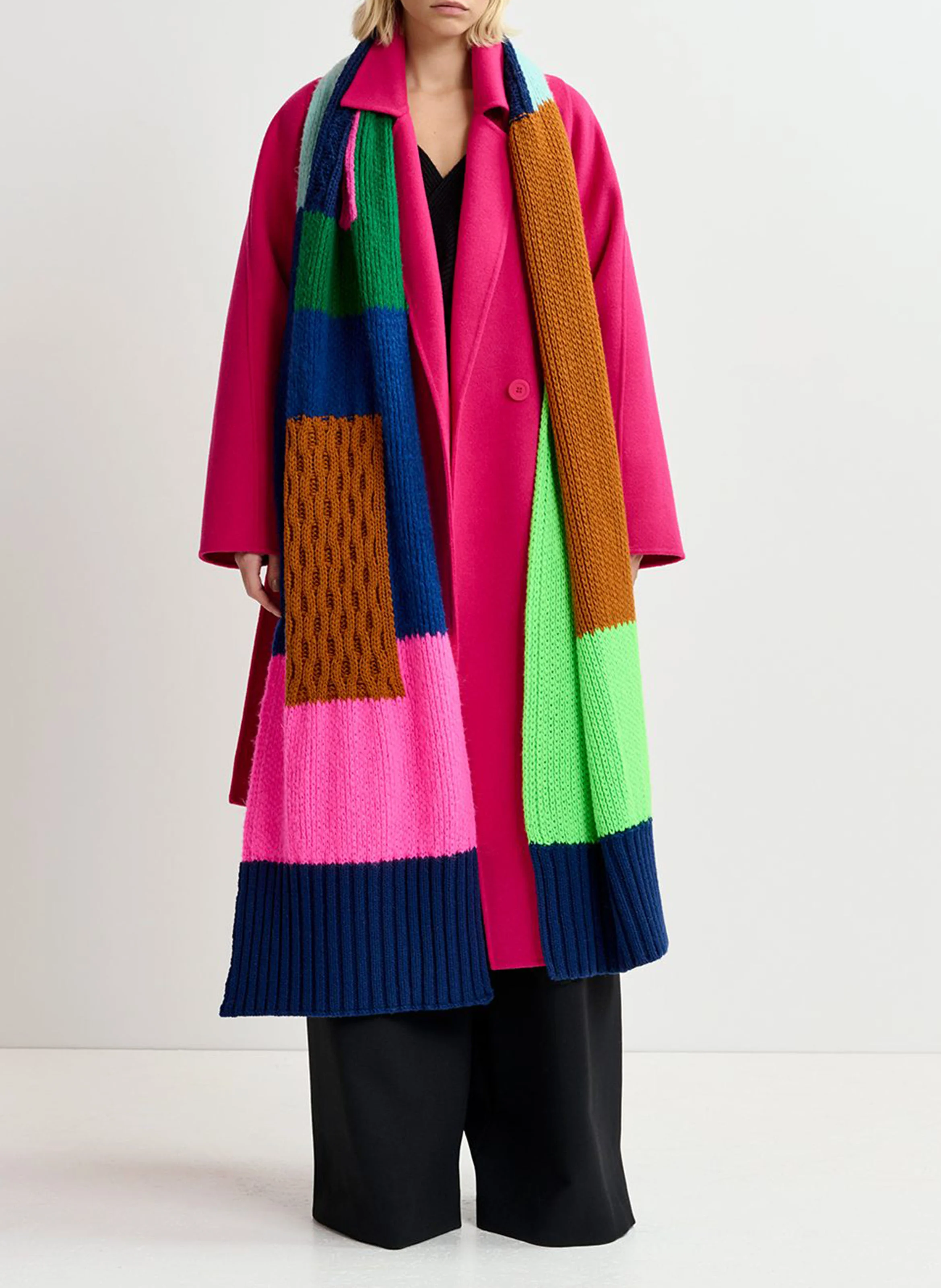 GIMPLY - Manteau long ceinturé en laine | Rose