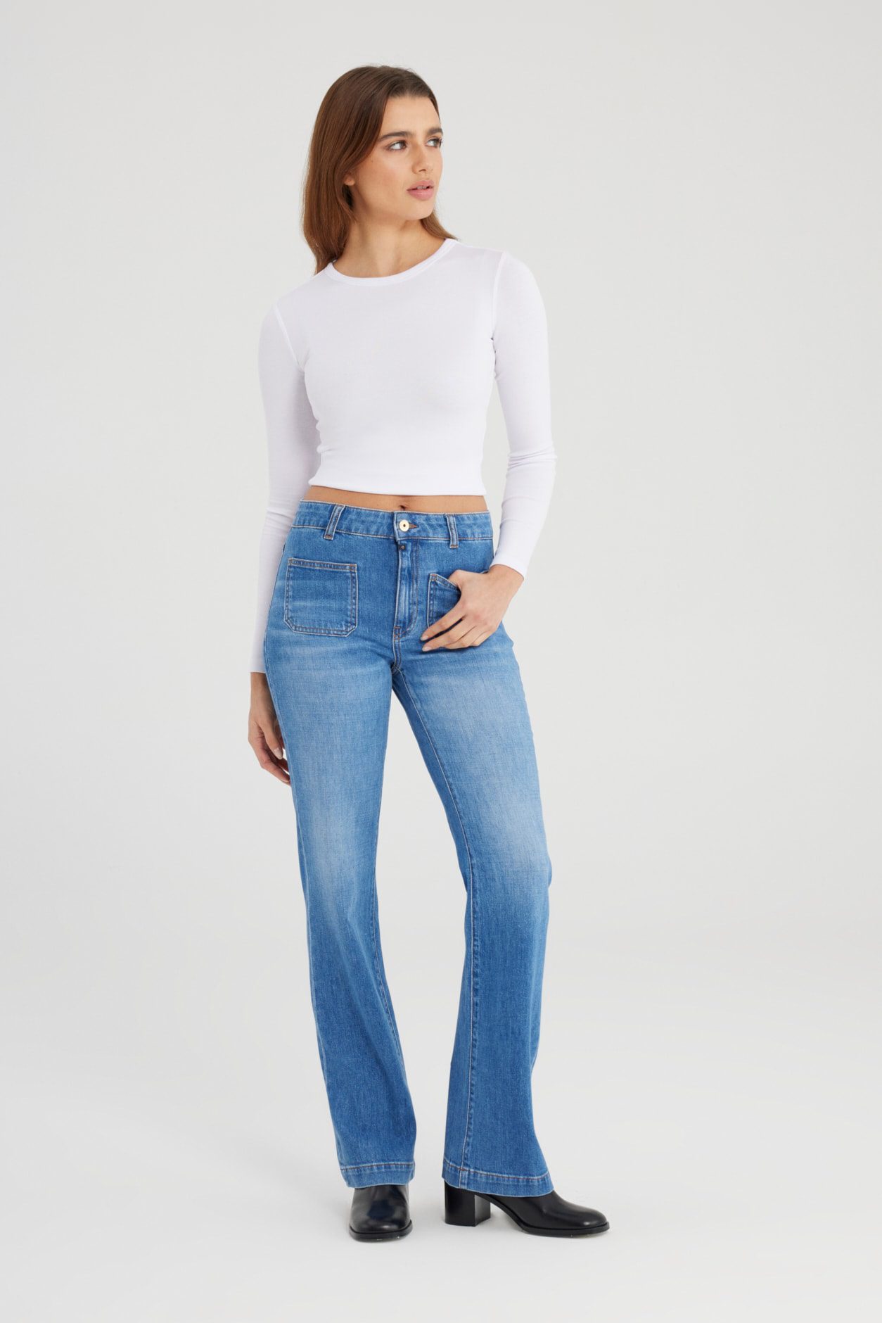 COJ Denim - Diana High Waist Pocket Jeans - Medium Blue