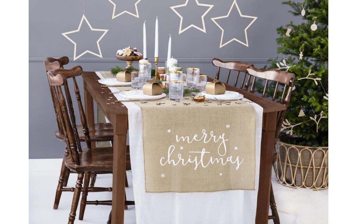 partydeco Tischläufer »Tischläufer Jute Merry Christmas«