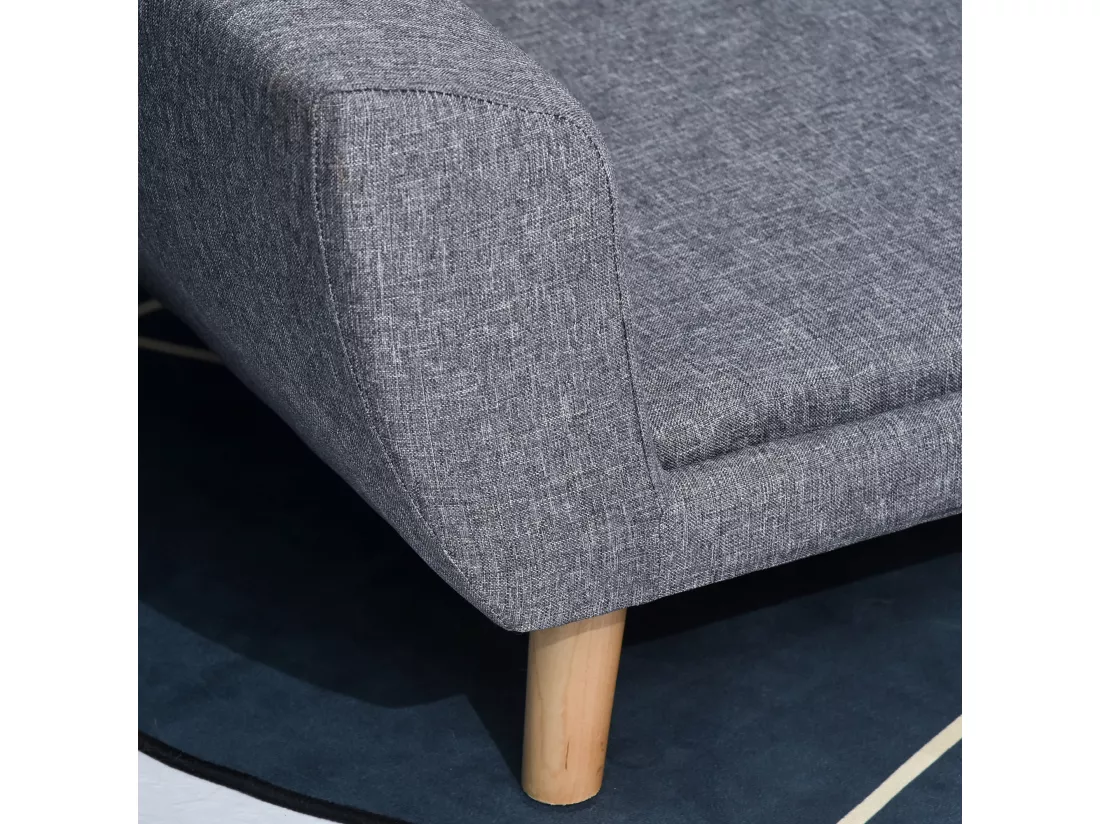 Canapé chien lit pour chien design scandinave coussin moelleux pieds bois massif dim. 87 x 61 x 36 cm polyester gris