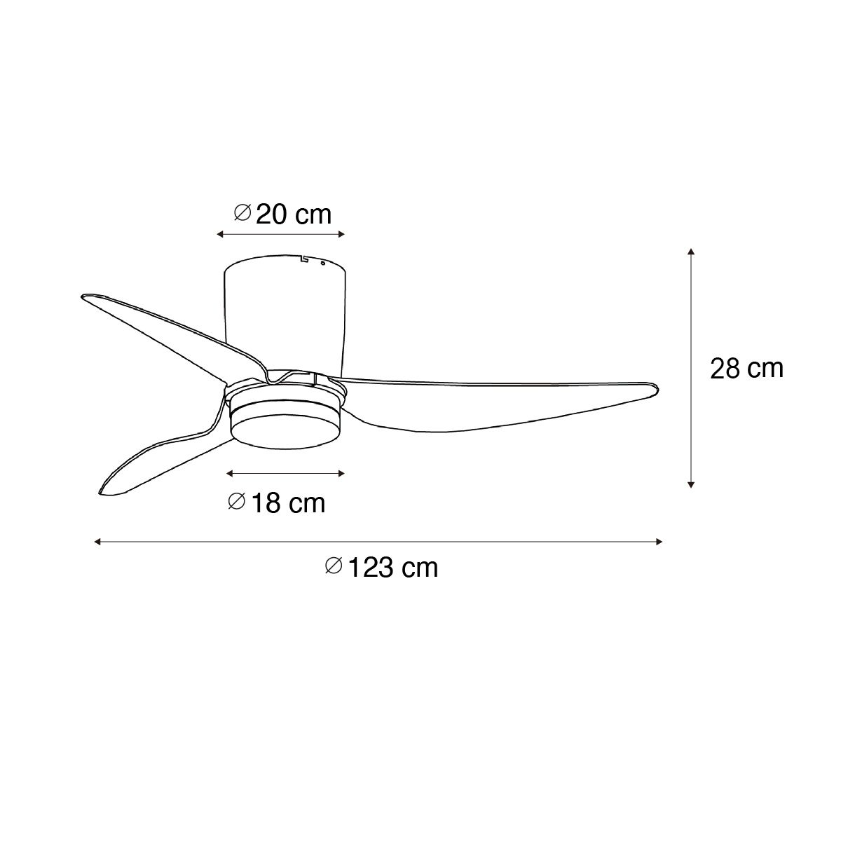 Plafondventilator wit 123cm incl. LED dimbaar met afstandsbediening - Patty