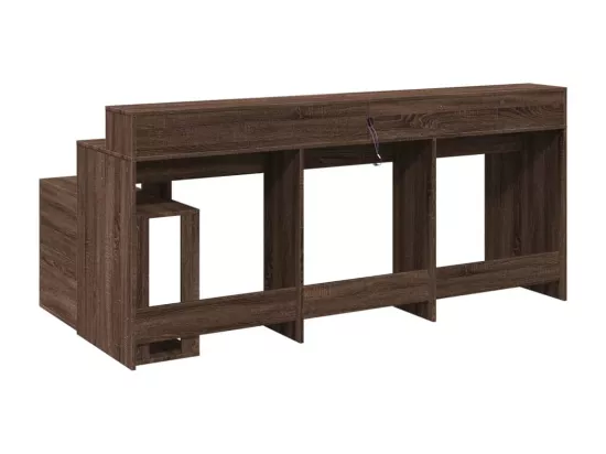 Bureau et lumières LED chêne marron bois d'ingénierie